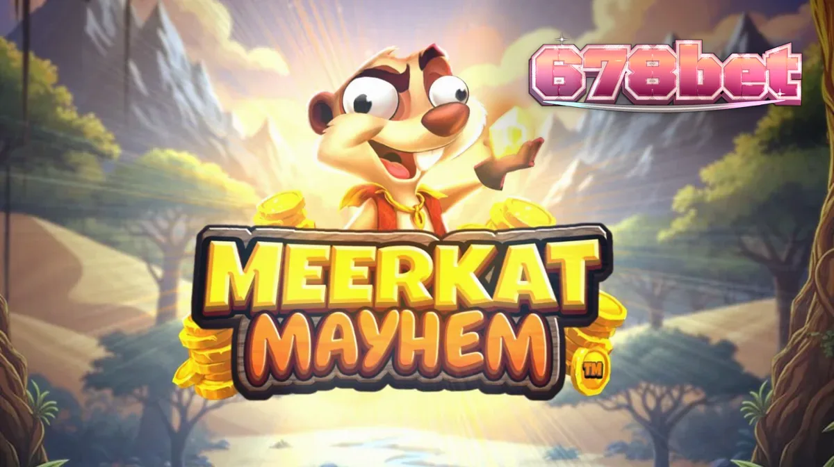Pemandangan gurun pasir dengan karakter meerkat dalam permainan slot Meerkat Mayhem